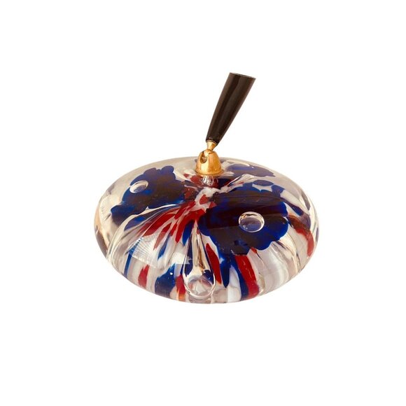 Vtg Joe Rice Glass Blown Paperweight 2002 Red White Blue Pen Holder Patriotic - Picture 7 of 12